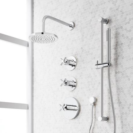 Vassor Thermostatic Shower System With Slide Bar and Hand Shower