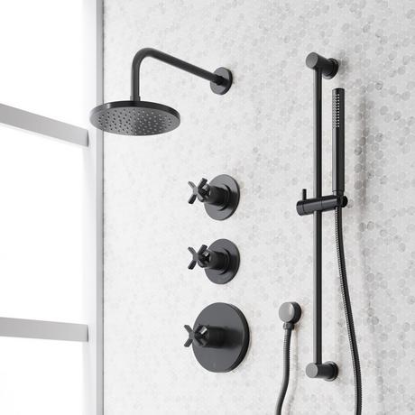 Vassor Thermostatic Shower System With Slide Bar and Hand Shower