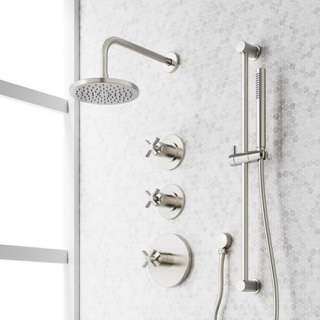 Vassor Thermostatic Shower System With Slide Bar and Hand Shower