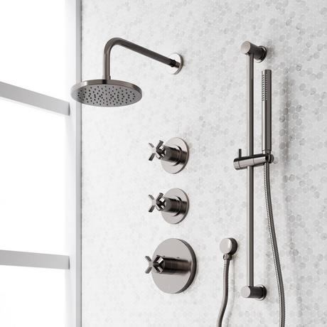 Vassor Thermostatic Shower System With Slide Bar and Hand Shower