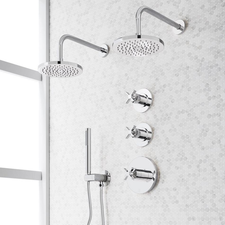 Vassor Thermostatic Shower System With Dual Showerheads and Hand Shower, , large image number 2