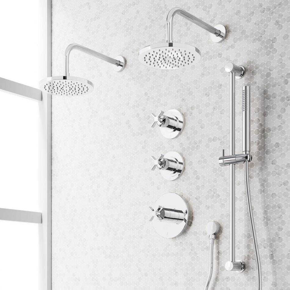 Vassor Thermostatic Shower System With Dual Showerheads, Slide Bar and Hand Shower, , large image number 2