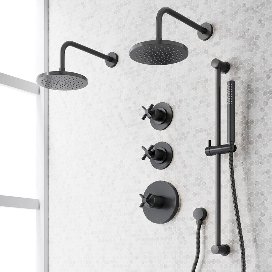 Vassor Thermostatic Shower System With Dual Showerheads, Slide Bar and Hand Shower, , large image number 4