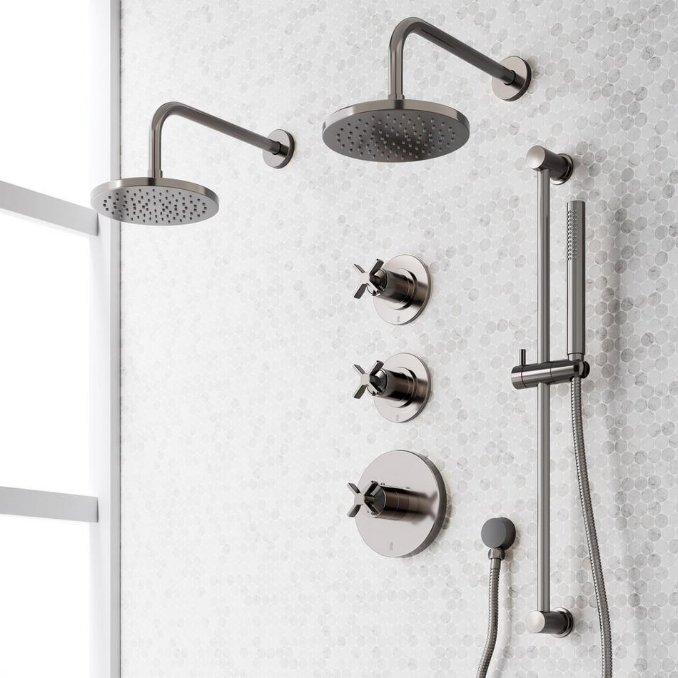 Vassor Thermostatic Shower System With Dual Showerheads, Slide Bar and Hand Shower, , large image number 3