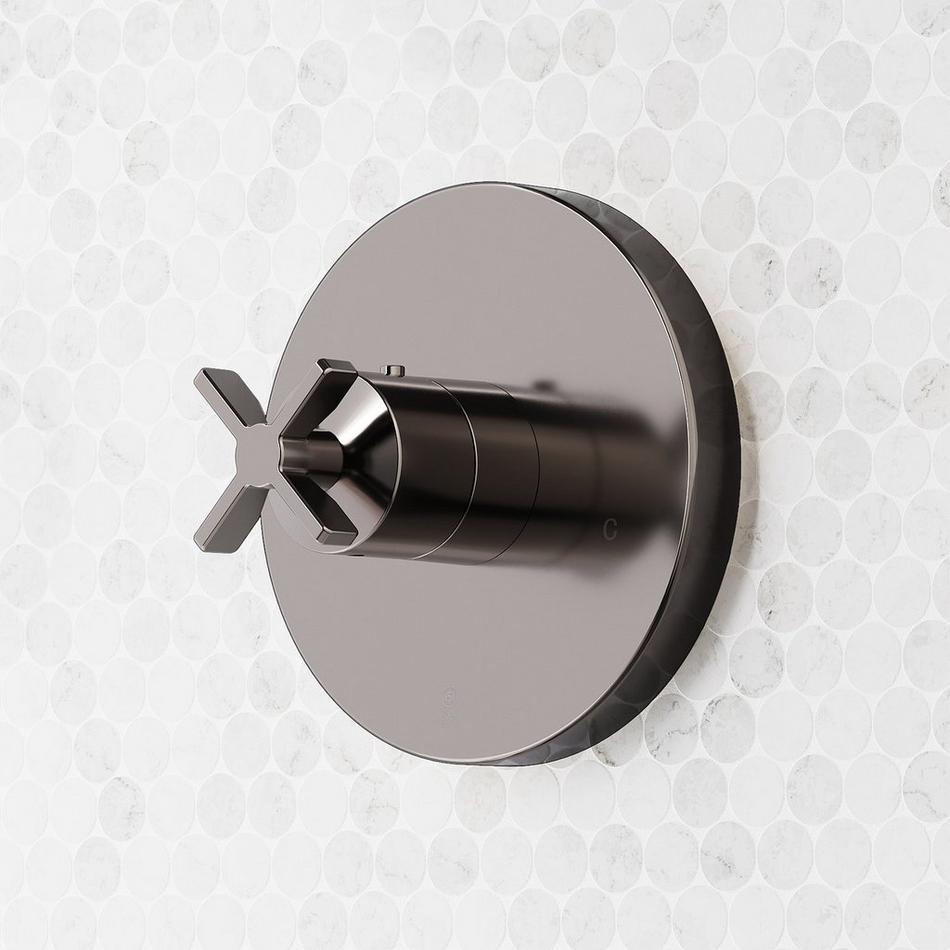 Vassor Thermostatic Shower System With Dual Showerheads, Slide Bar and Hand Shower - Gunmetal, , large image number 4