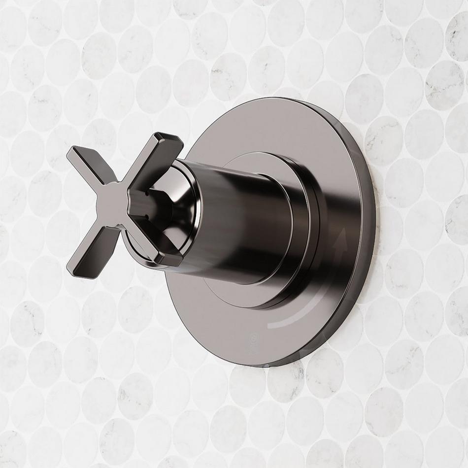 Vassor Thermostatic Shower System With Dual Showerheads, Slide Bar and Hand Shower - Gunmetal, , large image number 3