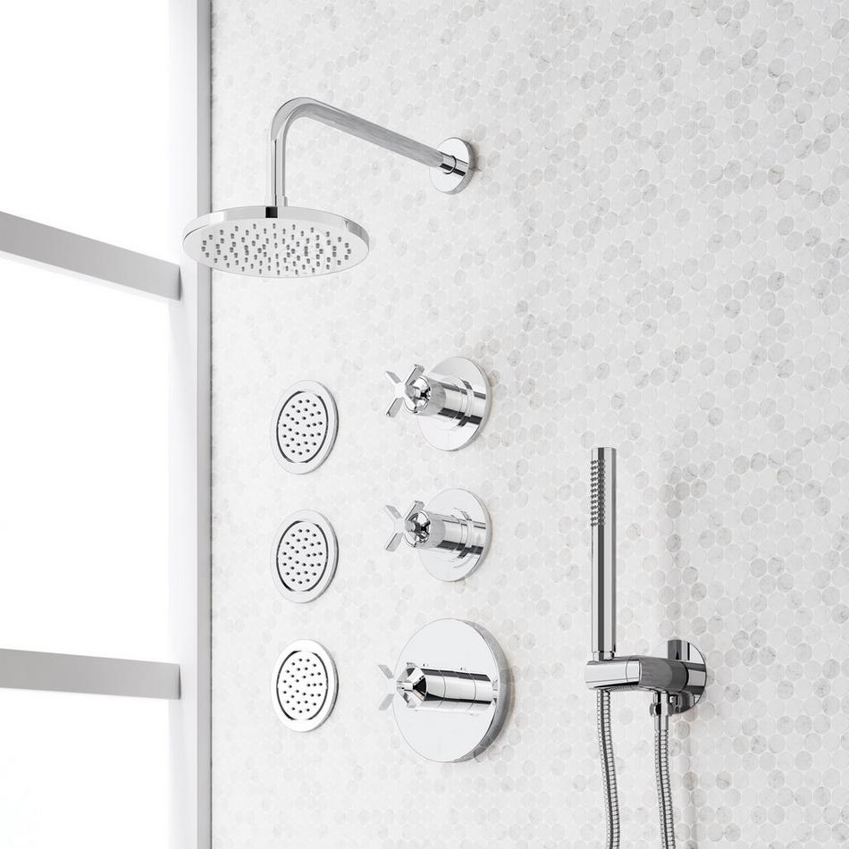 Vassor Thermostatic Shower System With 3 Body Sprays and Hand Shower, , large image number 2