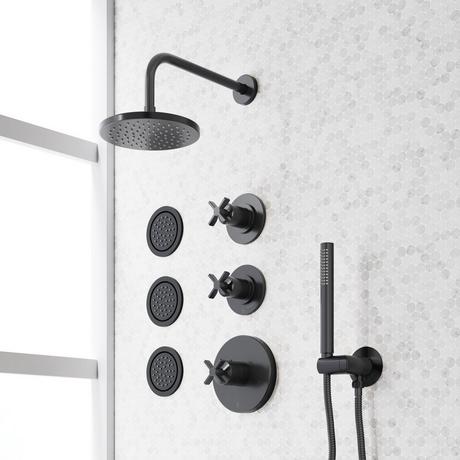 Vassor Thermostatic Shower System With 3 Body Sprays and Hand Shower