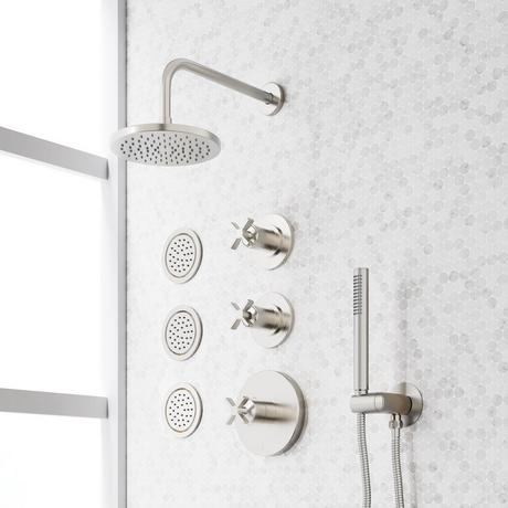 Vassor Thermostatic Shower System With 3 Body Sprays and Hand Shower