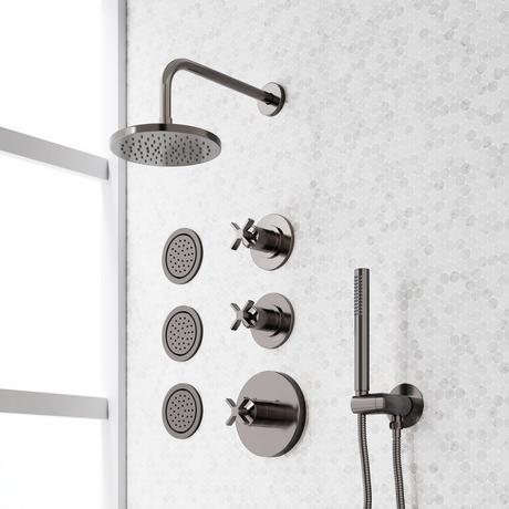 Vassor Thermostatic Shower System With 3 Body Sprays and Hand Shower