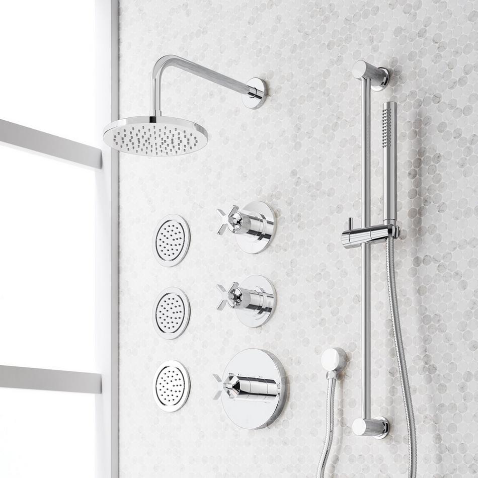 Vassor Thermostatic Shower System With 3 Body Sprays, Slide Bar and Hand Shower, , large image number 2