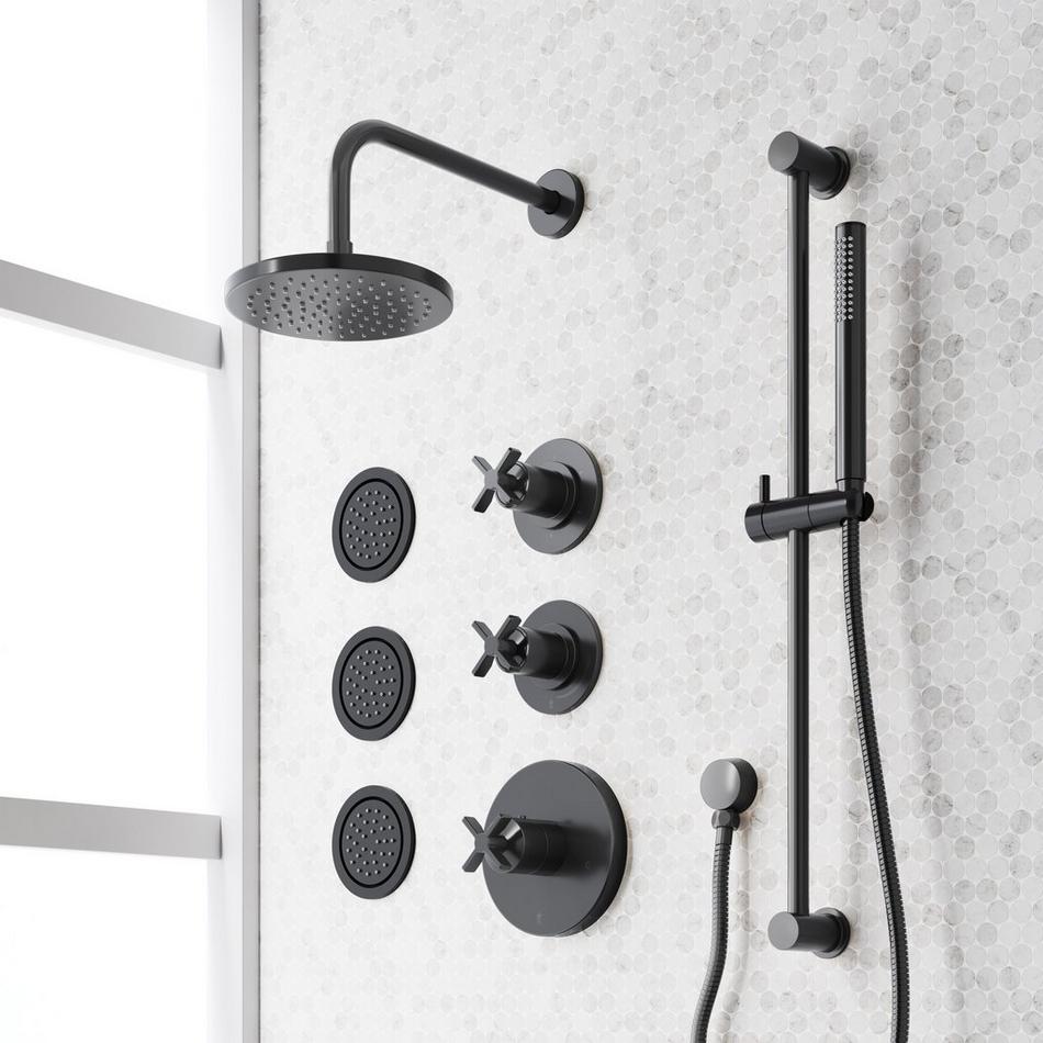 Vassor Thermostatic Shower System With 3 Body Sprays, Slide Bar and Hand Shower, , large image number 4