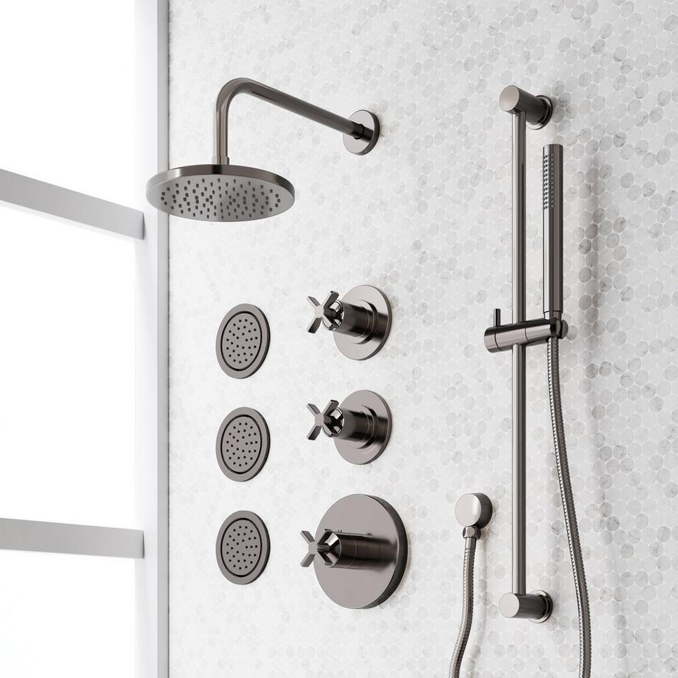 Vassor Thermostatic Shower System With 3 Body Sprays, Slide Bar and Hand Shower, , large image number 3