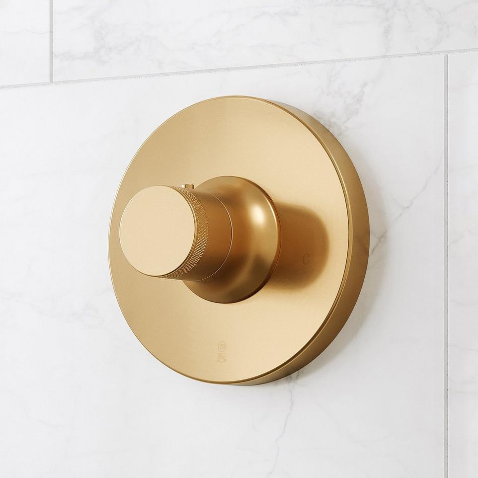 Lentz Thermostatic Shower Valve Trim and 1/2" Rough-In Valve - Knob Handle - Brushed Gold, , large image number 0
