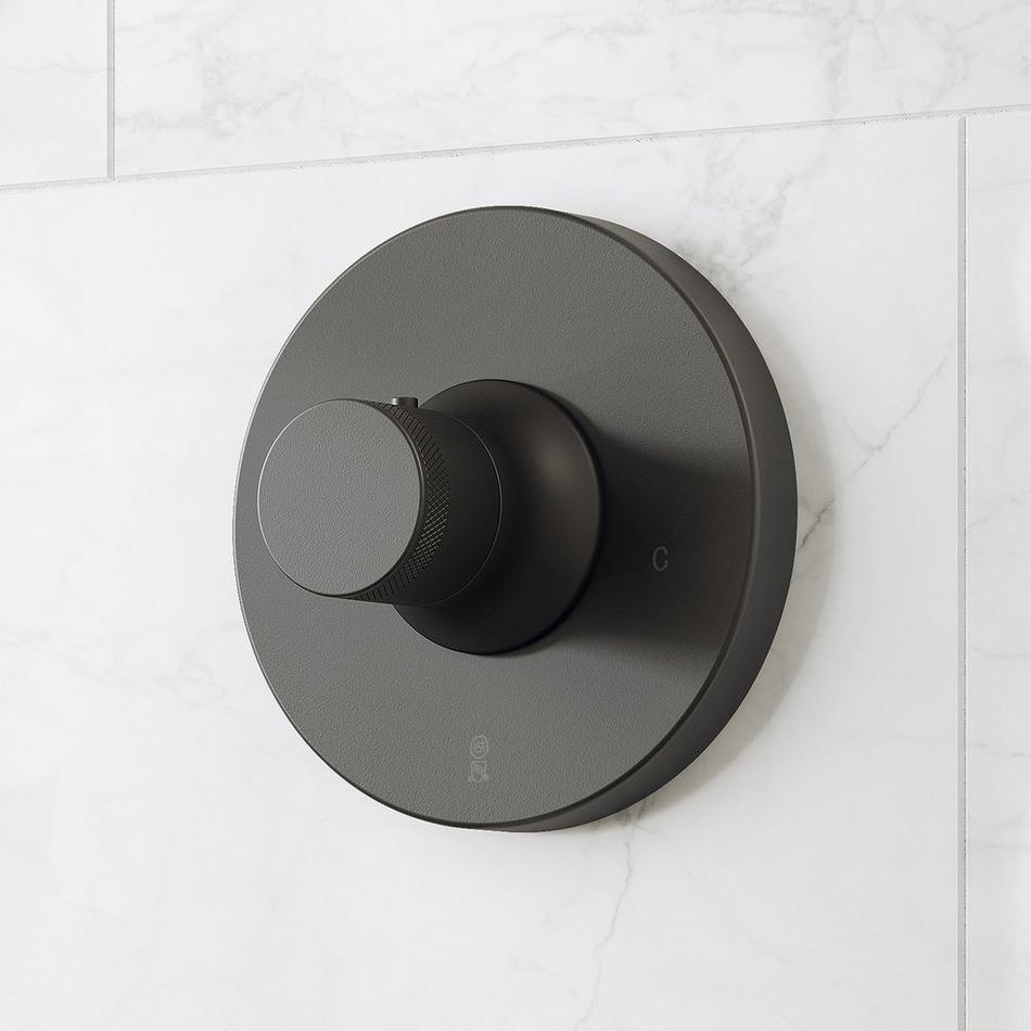 Lentz Thermostatic Shower Valve Trim and 3/4" Rough-In Valve - Knob Handle - Matte Black, , large image number 0