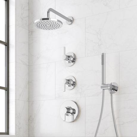 Lentz Thermostatic Shower System With Hand Shower - Lever Handles