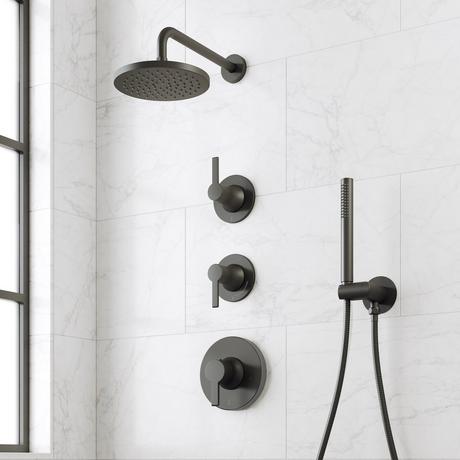 Lentz Thermostatic Shower System With Hand Shower - Lever Handles