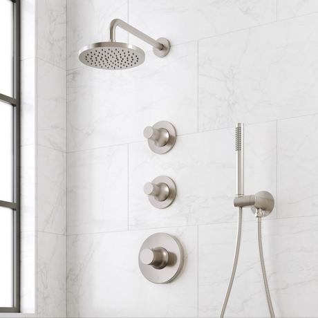 Lentz Thermostatic Shower System With Hand Shower - Knob Handles