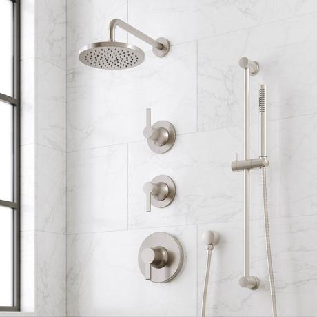 Lentz Thermostatic Shower System With Slide Bar and Hand Shower - Lever Handles