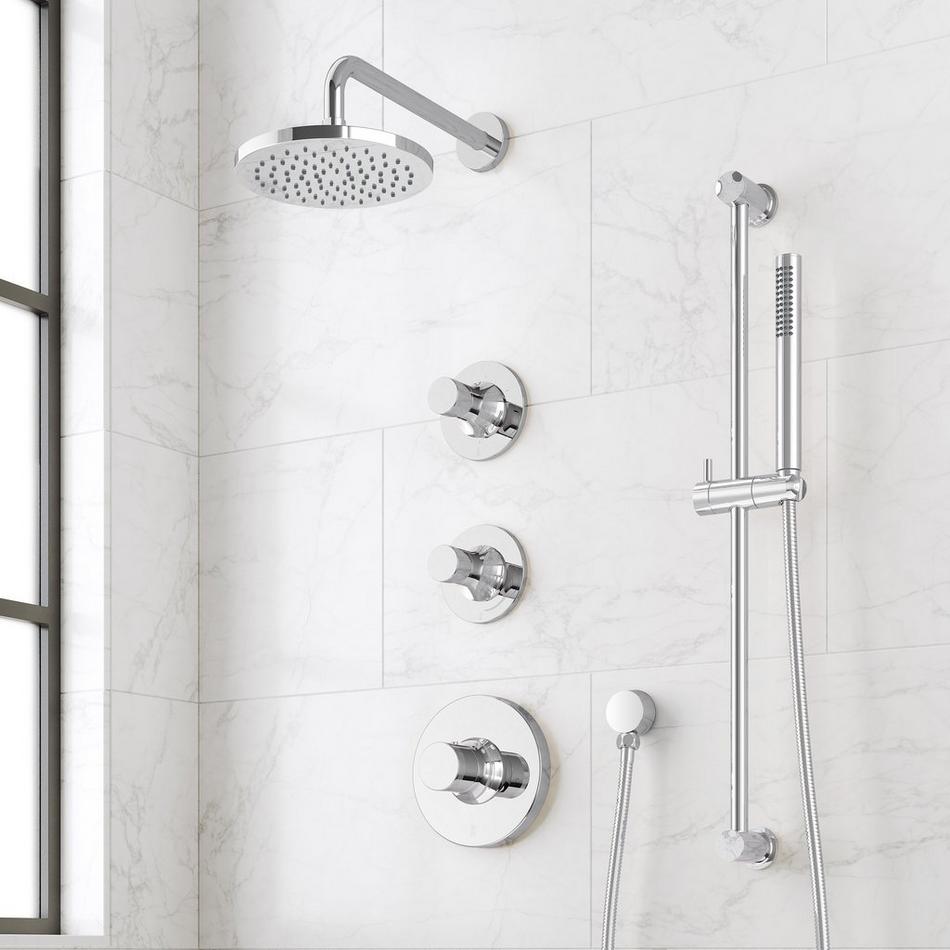 Lentz Thermostatic Shower System With Slide Bar and Hand Shower - Knob Handles, , large image number 2