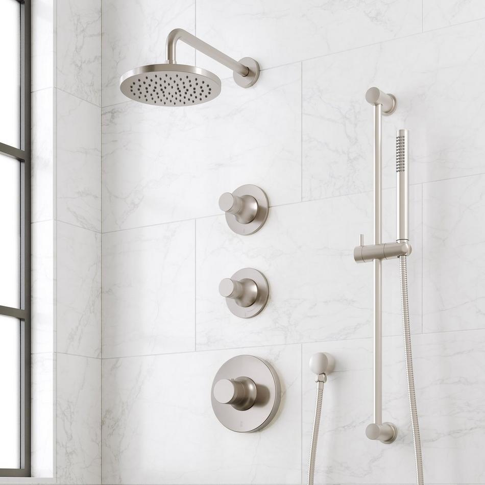 Lentz Thermostatic Shower System With Slide Bar and Hand Shower - Knob Handles, , large image number 1