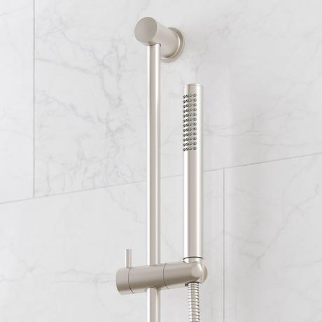Lentz Thermostatic Shower System With Slide Bar and Hand Shower - Knob Handles