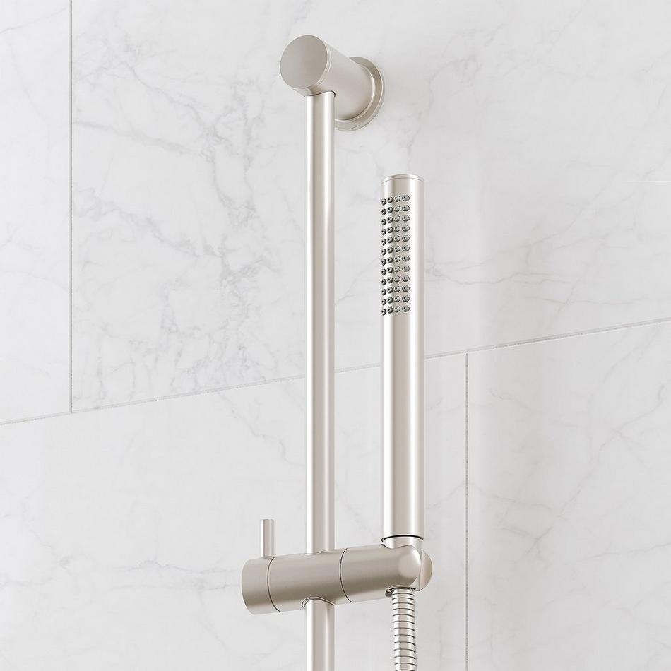 Lentz Thermostatic Shower System With Slide Bar and Hand Shower - Knob Handles - Brushed Nickel, , large image number 5