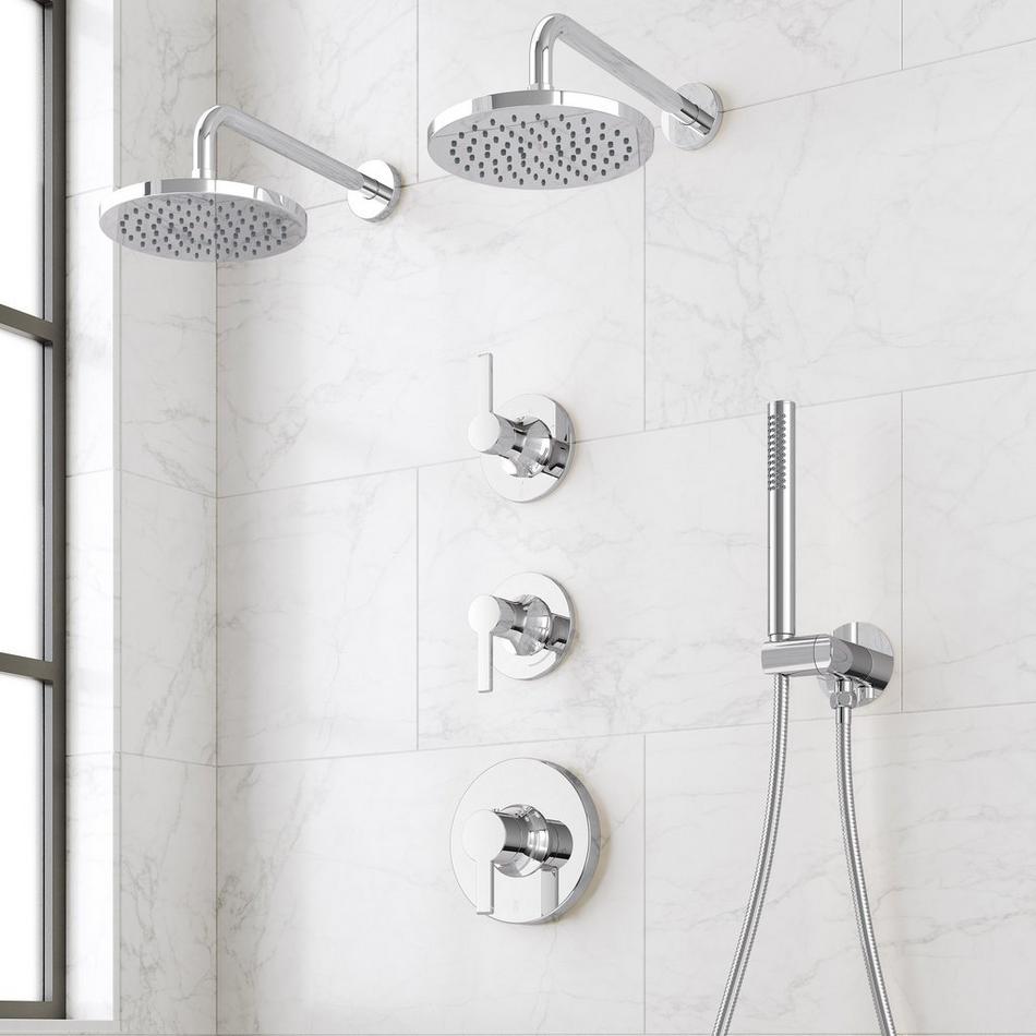 Lentz Thermostatic Shower System With Dual Showerheads and Hand Shower - Lever Handles, , large image number 2