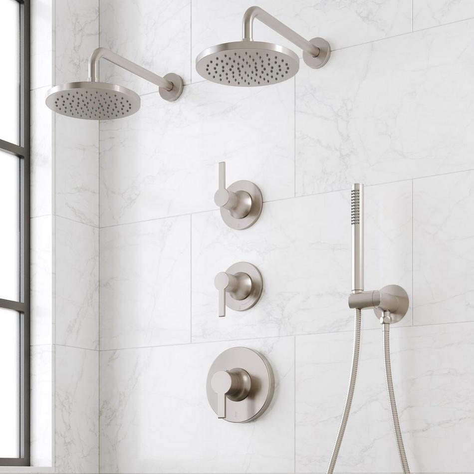 Lentz Thermostatic Shower System With Dual Showerheads and Hand Shower - Lever Handles, , large image number 1