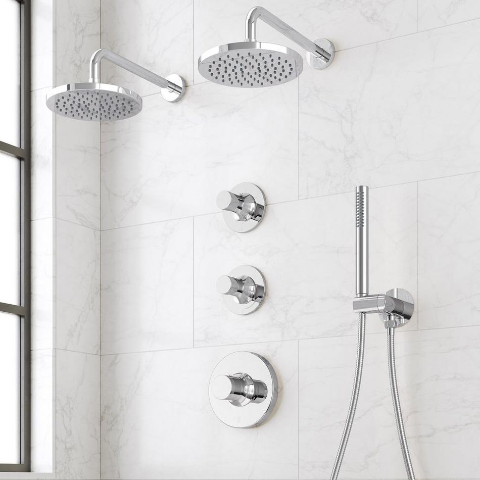 Lentz Thermostatic Shower System With Dual Showerheads and Hand Shower - Knob Handles, , large image number 2