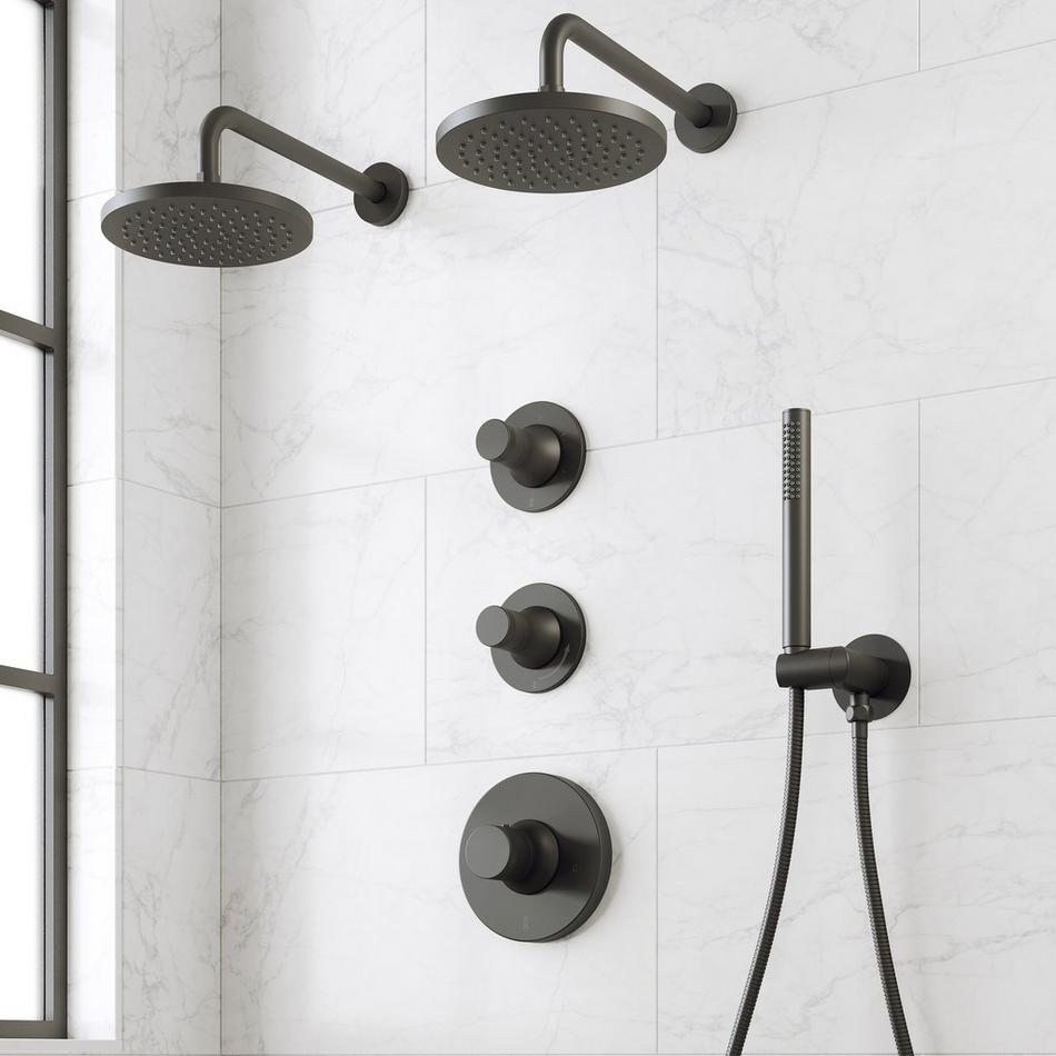 Lentz Thermostatic Shower System With Dual Showerheads and Hand Shower - Knob Handles, , large image number 3