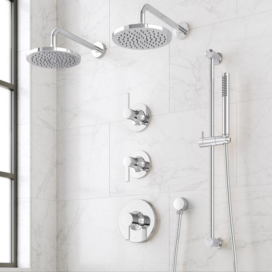 Lentz Thermostatic Shower System - Dual Showerheads, Slide Bar and Hand Shower - Lever Handles, , large image number 2