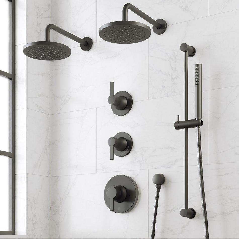 Lentz Thermostatic Shower System - Dual Showerheads, Slide Bar and Hand Shower - Lever Handles, , large image number 3