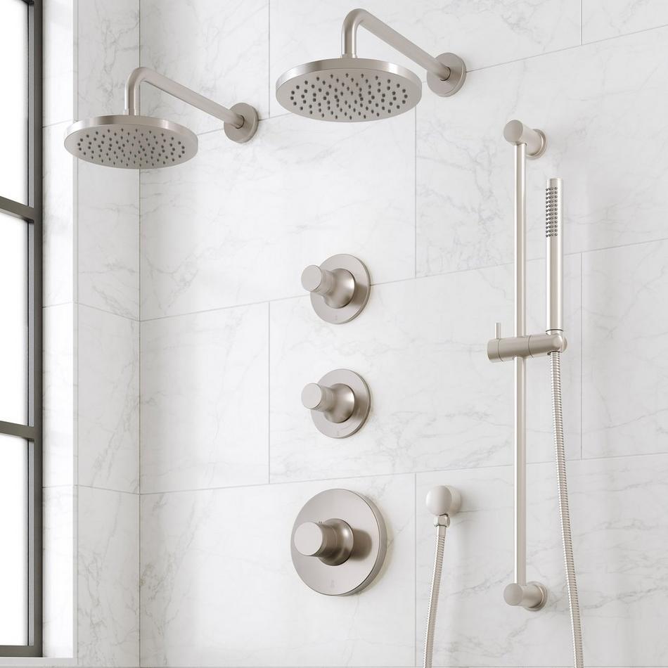 Lentz Thermostatic Shower System - Dual Showerheads, Slide Bar and Hand Shower - Knob Handles, , large image number 1