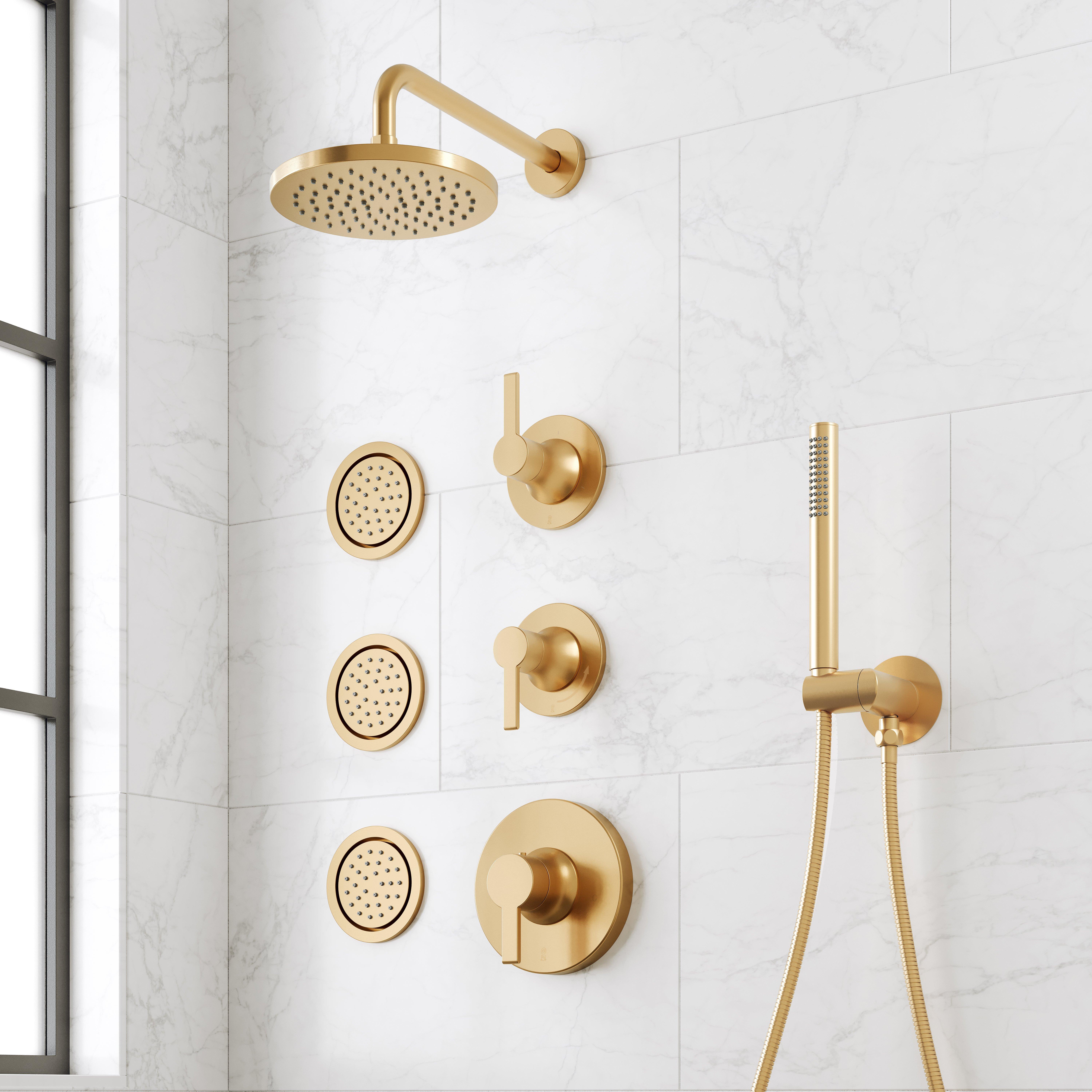 Lentz Thermostatic Shower System With 3 Body Sprays and Hand