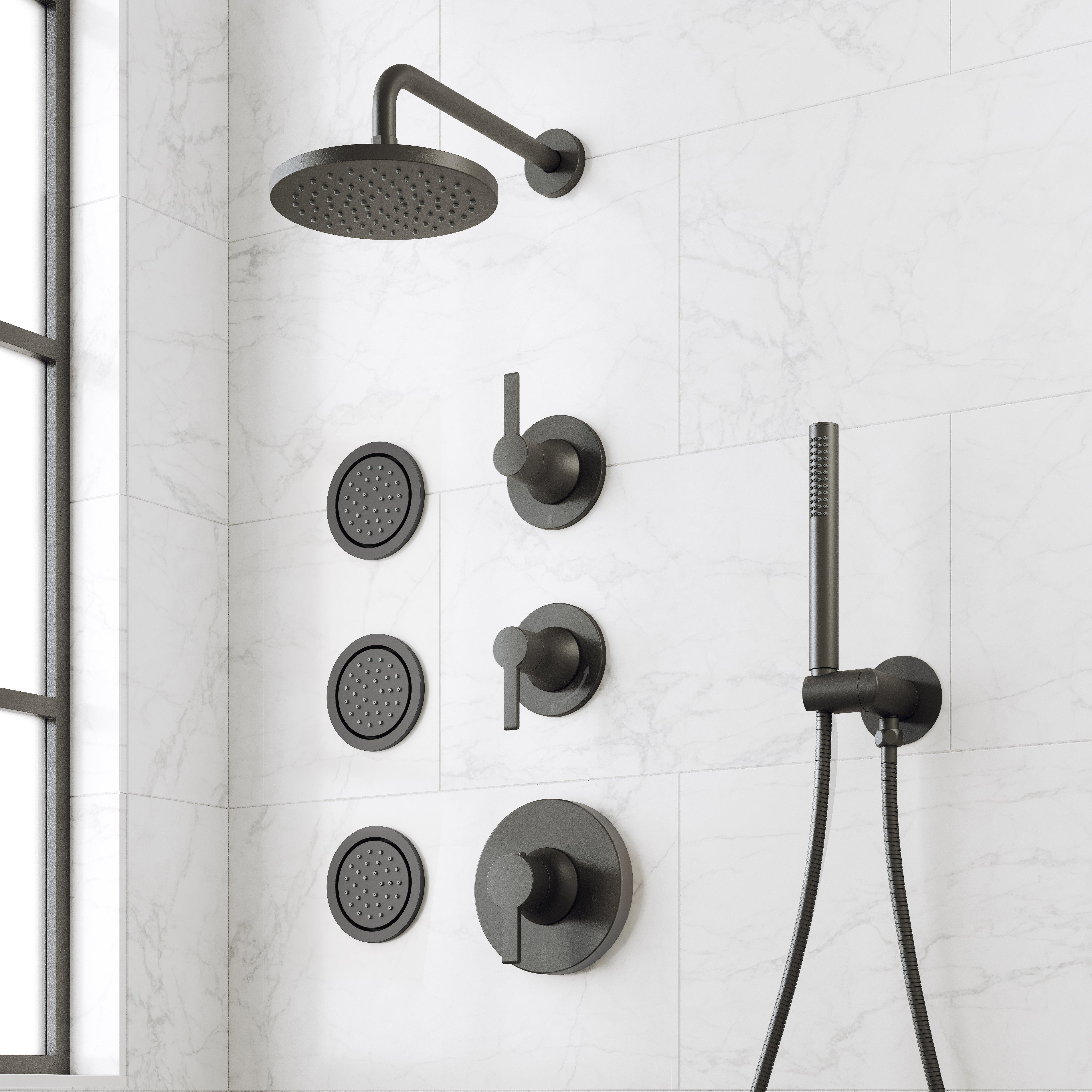 Lentz Thermostatic Shower System With 3 Body Sprays and Hand