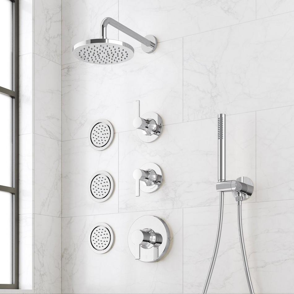 Lentz Thermostatic Shower System With 3 Body Sprays and Hand Shower - Knob Handles, , large image number 2