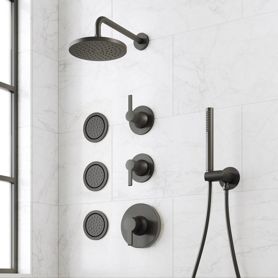 Lentz Thermostatic Shower System With 3 Body Sprays and Hand Shower - Knob Handles, , large image number 3