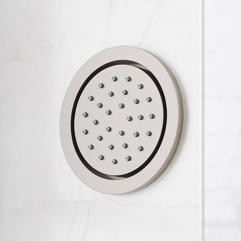 Lentz Thermostatic Shower System With 3 Body Sprays and Hand Shower - Knob Handles - Brushed Nickel, , large image number 1