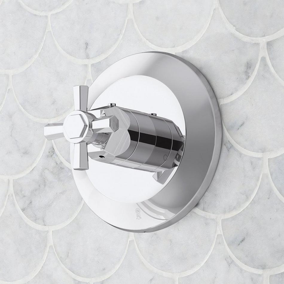 Elita Thermostatic Shower Valve Trim and 1/2" Rough-In Valve - Cross Handle - Chrome, , large image number 0