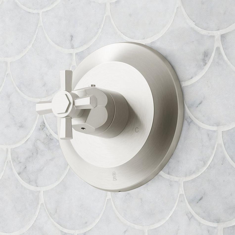 Elita Thermostatic Shower Valve Trim and 1/2" Rough-In Valve - Cross Handle - Brushed Nickel, , large image number 0
