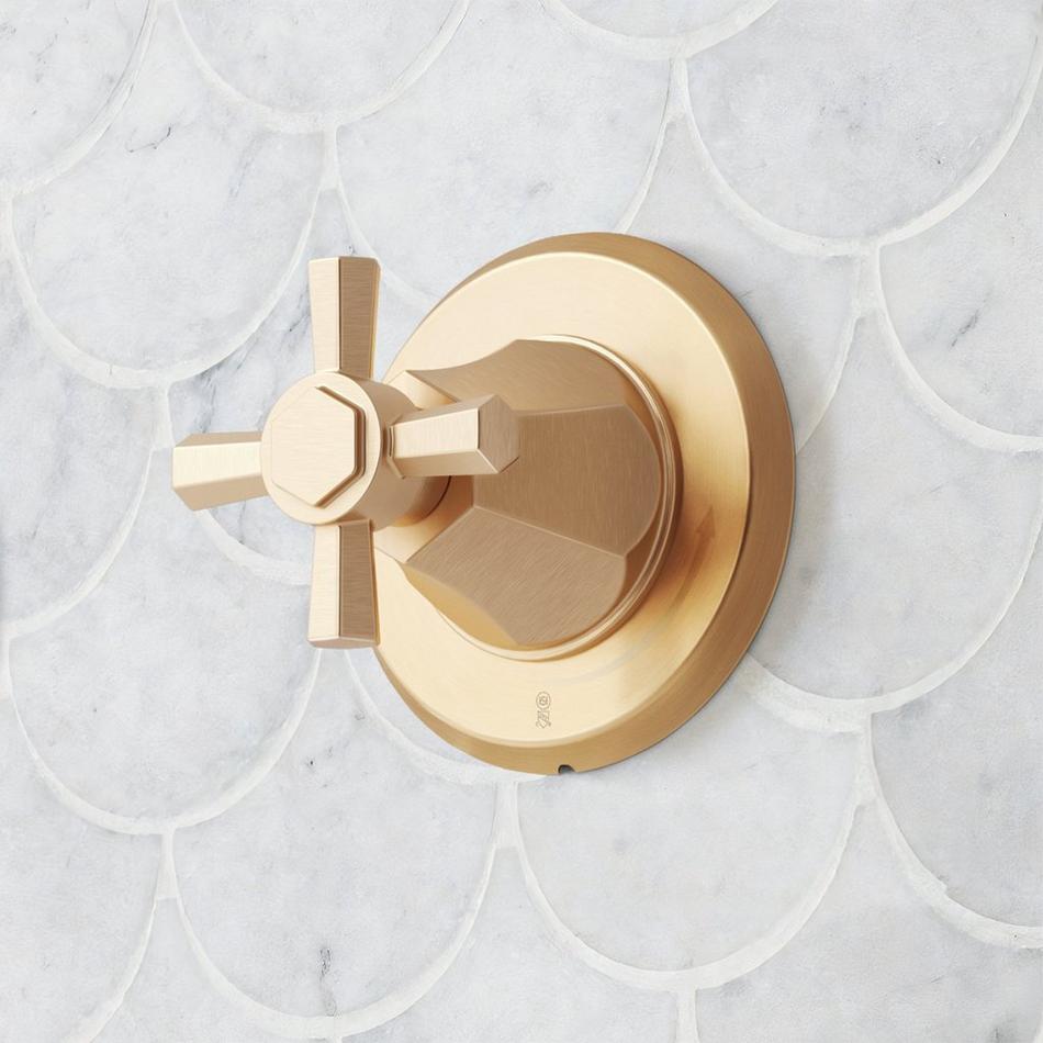 Elita In-Wall Shower Volume Control Handle and 3/4" Rough-In Valve - Cross Handle - Brushed Gold, , large image number 0