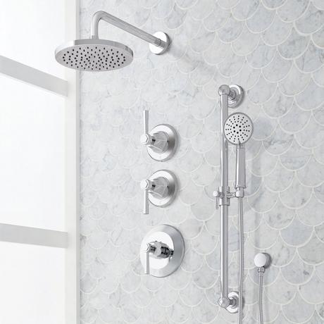 Elita Thermostatic Shower System With Slide Bar and Hand Shower - Lever Handles