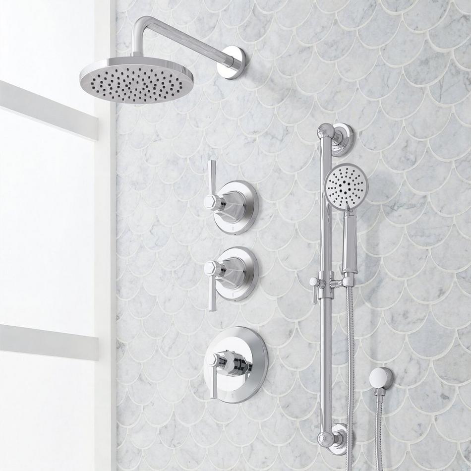 Elita Thermostatic Shower System With Slide Bar and Hand Shower - Lever Handles, , large image number 2