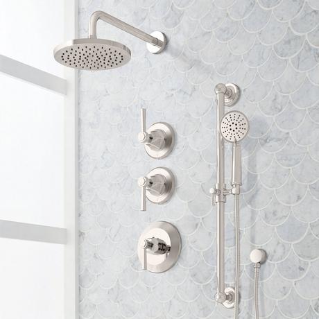 Elita Thermostatic Shower System With Slide Bar and Hand Shower - Lever Handles