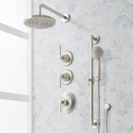 Elita Thermostatic Shower System With Slide Bar and Hand Shower - Lever Handles