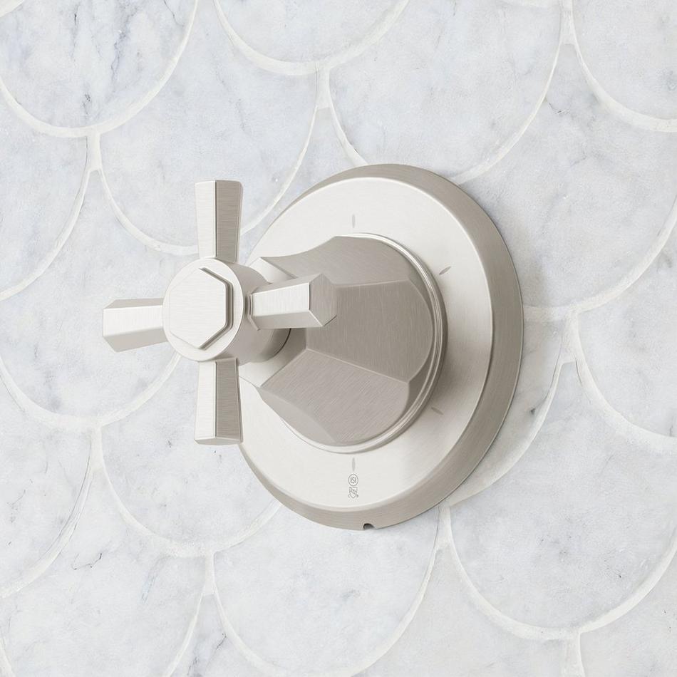 Elita Thermostatic Shower System With Slide Bar and Hand Shower - Cross Handles - Brushed Nickel, , large image number 2