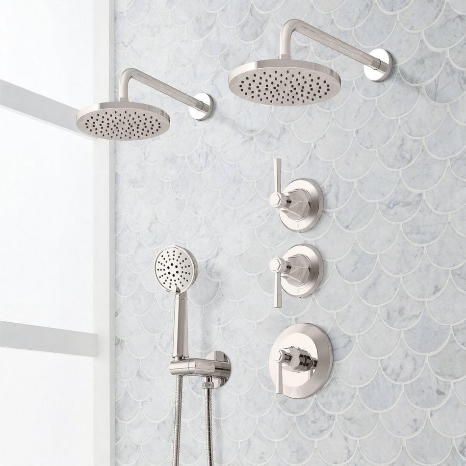 Elita Thermostatic Shower System With Dual Showerheads and Hand Shower - Lever Handles, , large image number 3