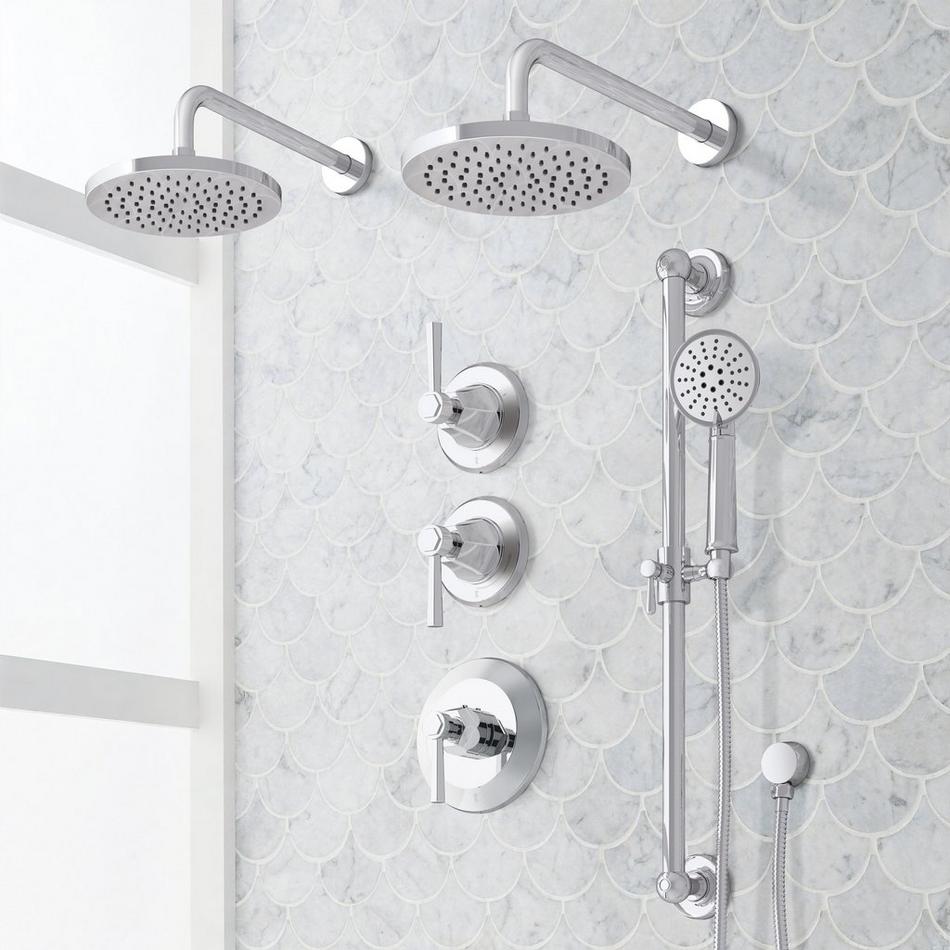 Elita Thermostatic Shower System - Dual Showerheads, Slide Bar and Hand Shower - Lever Handles, , large image number 2