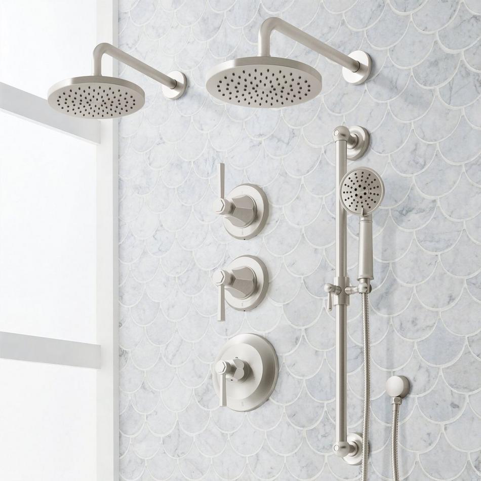 Elita Thermostatic Shower System - Dual Showerheads, Slide Bar and Hand Shower - Lever Handles, , large image number 1